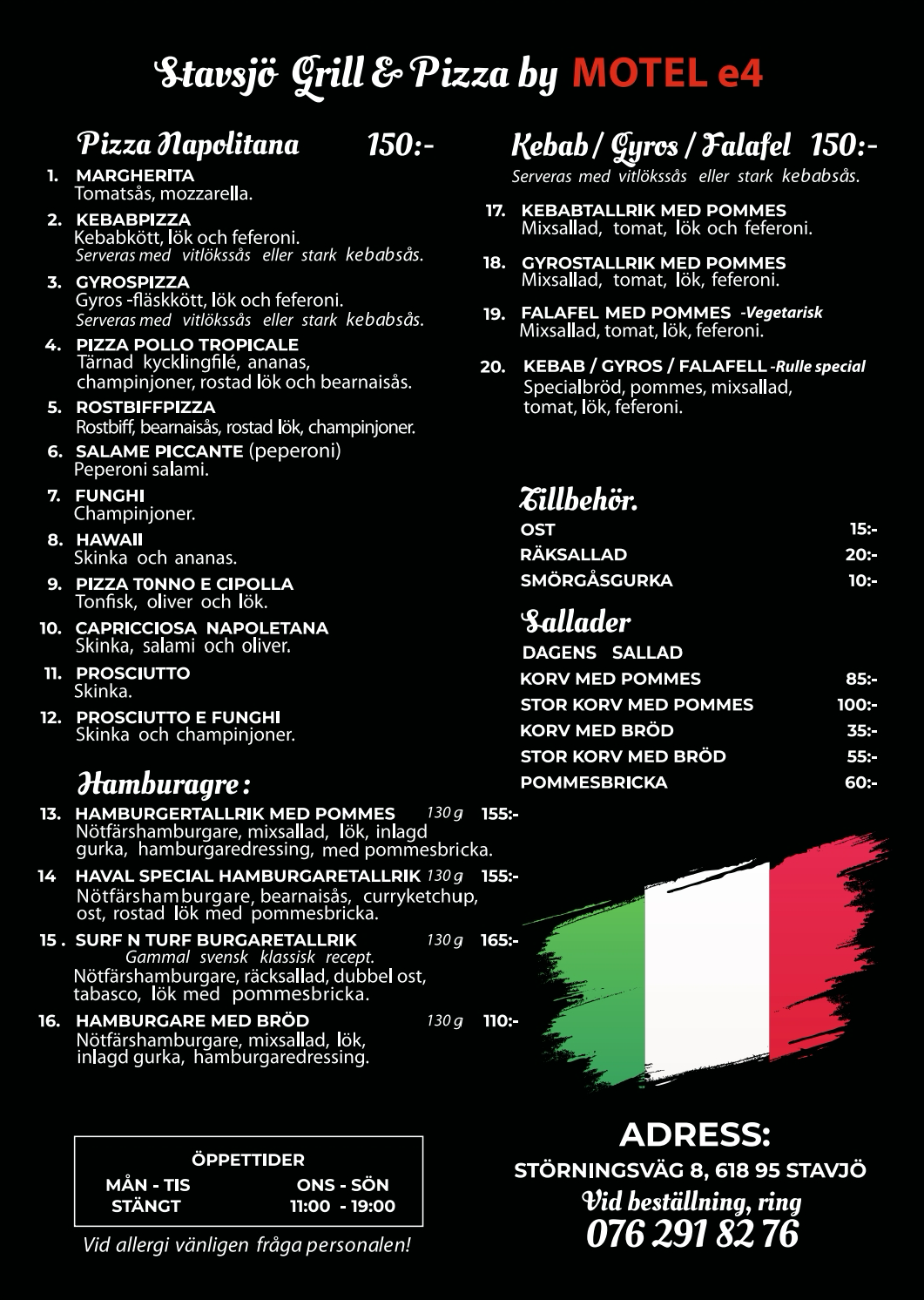 Restaurant menu.
