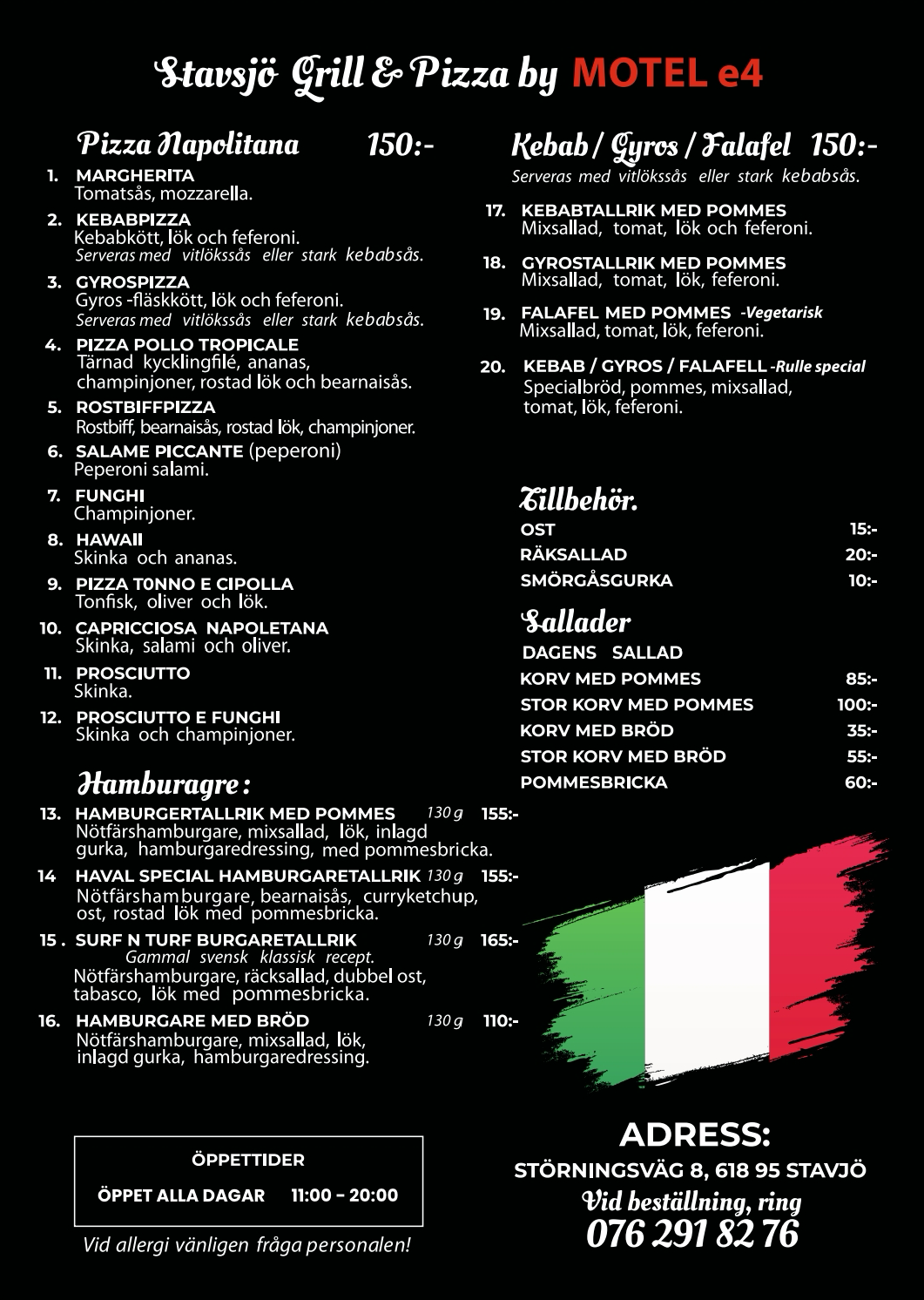 Restaurant menu.