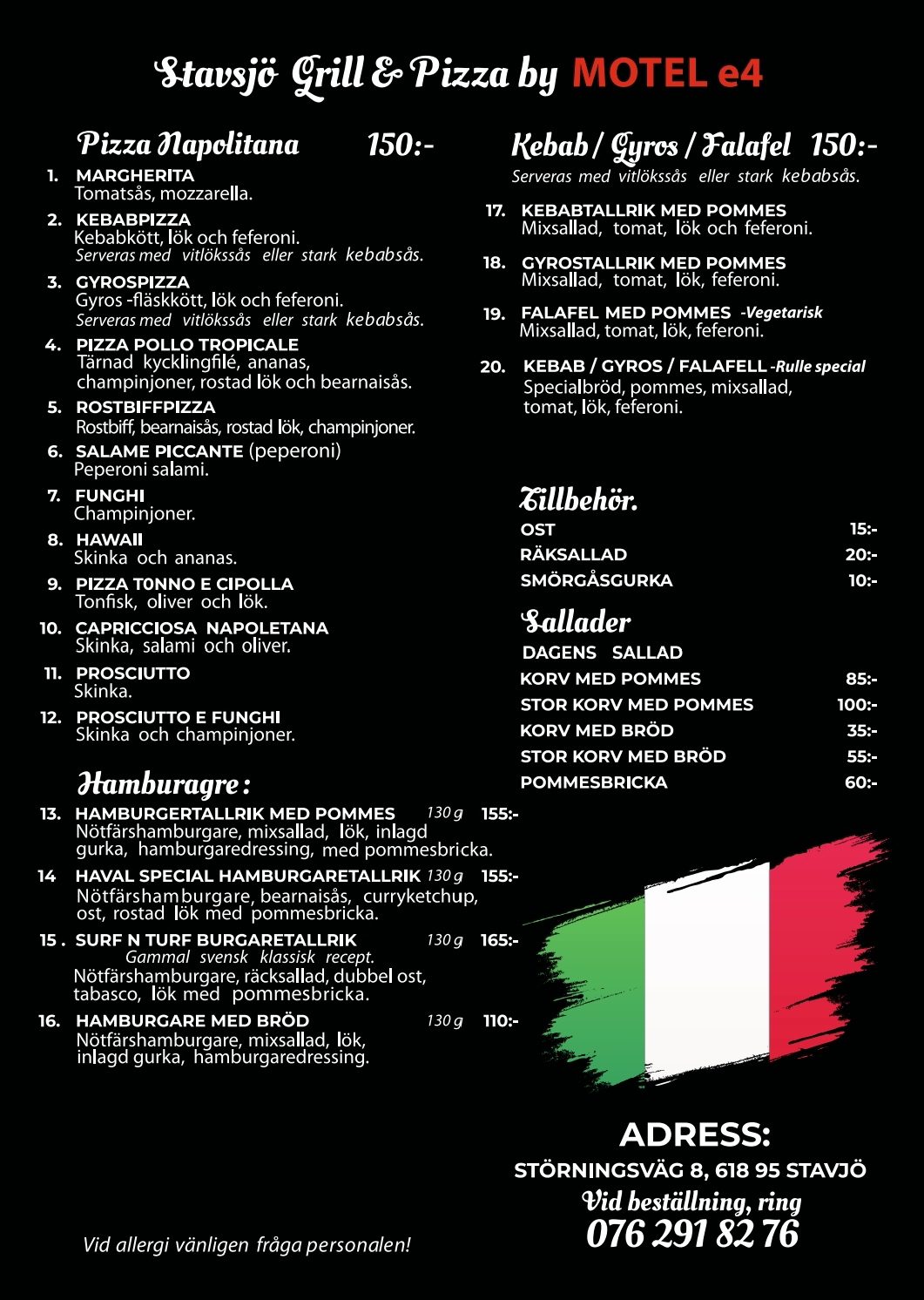 Restaurant menu.